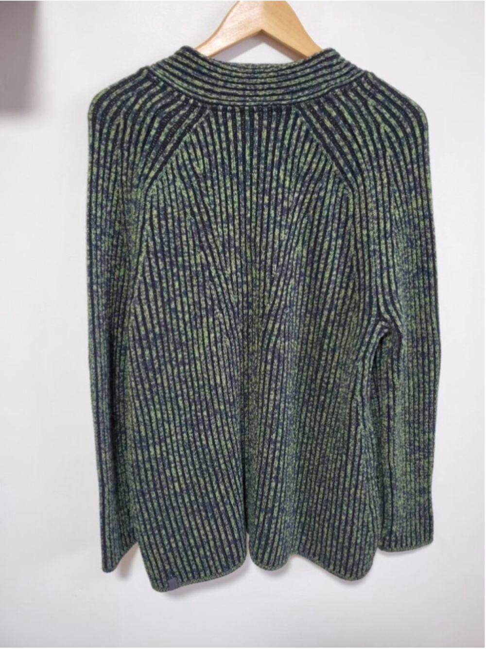 LULULEMON Cotton-Cashmere Blend Sweater Wrap Cardigan Green Sz 6 Ribbed Knit - Picture 7 of 10